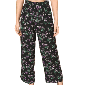 Women Black & Green Floral Printed High-Rise Waist Pleated Regular Trousers (34 SIZE)