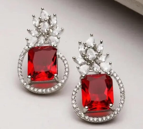 ✨ Timeless Elegance: American Diamond and Stone Crystal Silver-Plated Dangle and Drop Earrings ✨ - Image 9