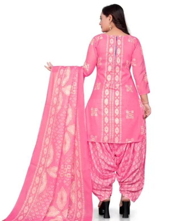Vibrant Ethnic Elegance: Pink and Aqua Blue Cotton Blend Dress Material - Image 2