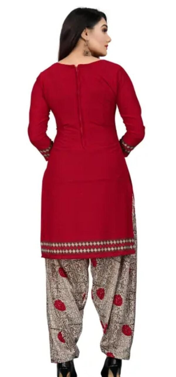 Maroon Crepe Floral Printed Dress Material - Image 3