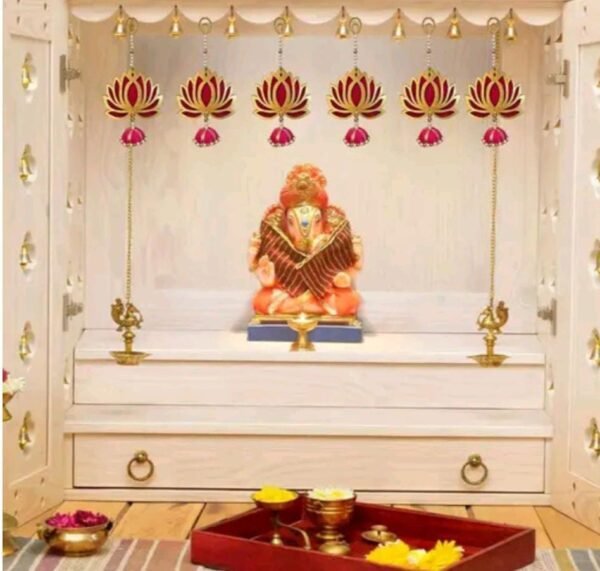 Handmade wall decor lotus with jhumki style hanging for home decor - Image 2