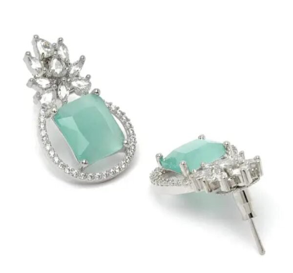✨ Timeless Elegance: American Diamond and Stone Crystal Silver-Plated Dangle and Drop Earrings ✨ - Image 8