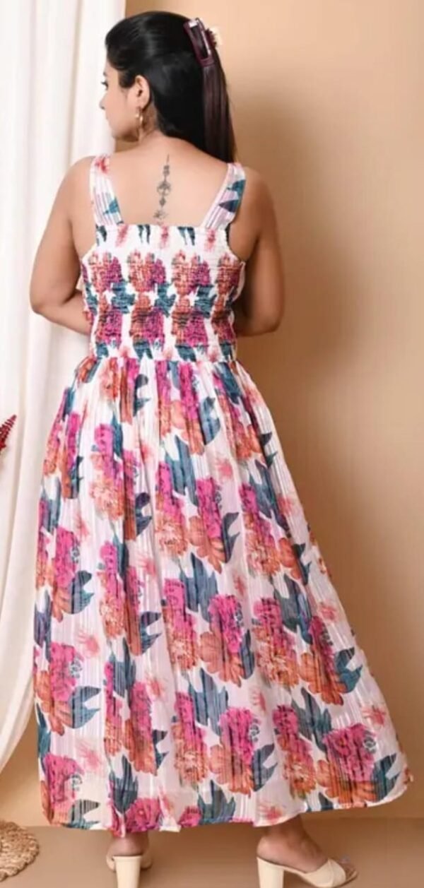 Elegance Stylish Sleeveless White Floral Maxi Dress - Image 2