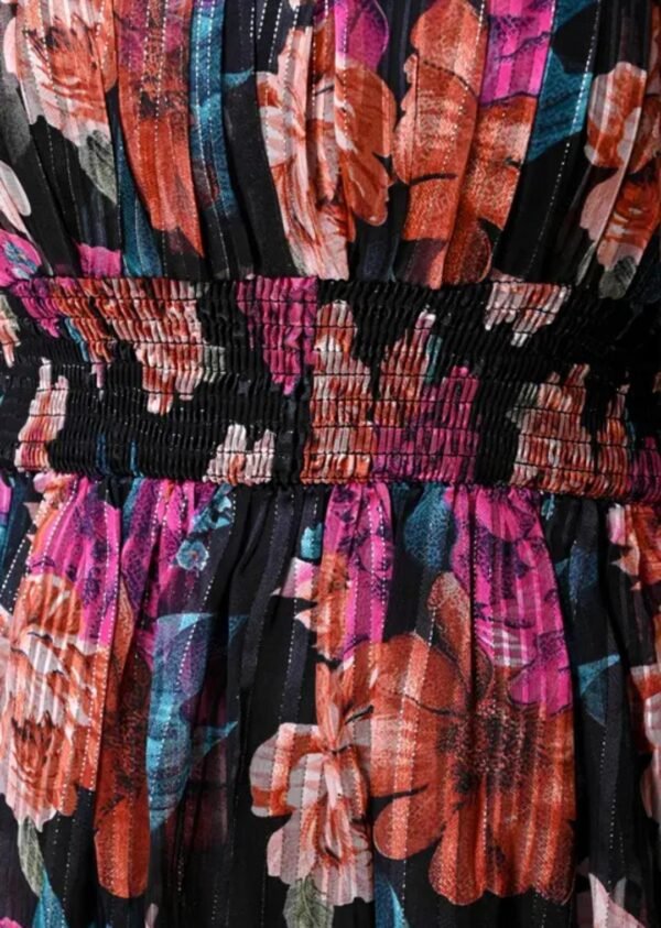 Elegance Sleeveless Black Floral Printed Maxi Dress - Image 2