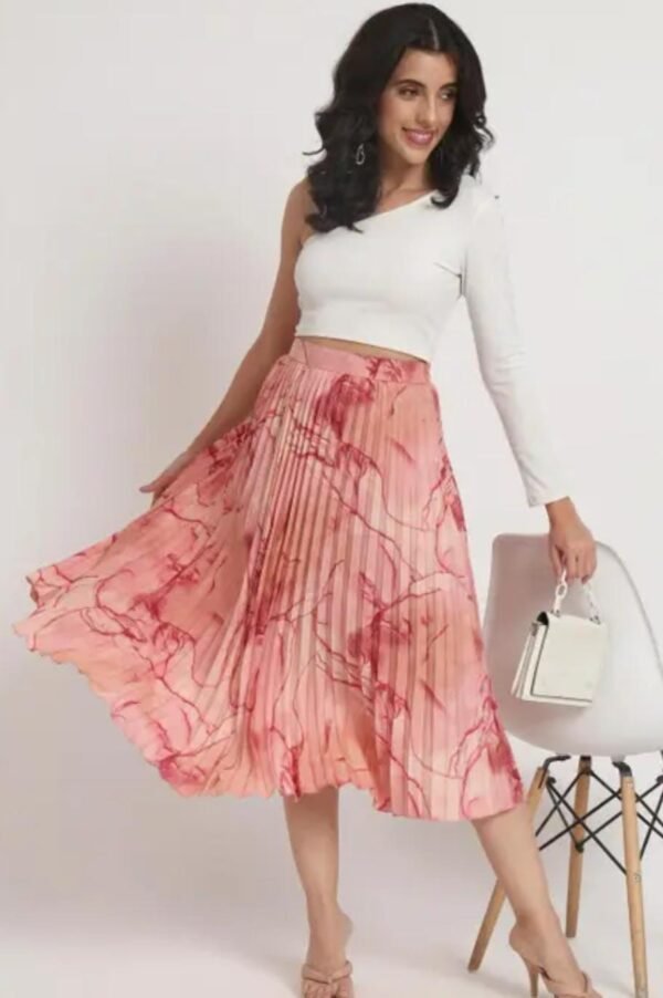 Exquisite Marble Elegance Women's Pink Skirt