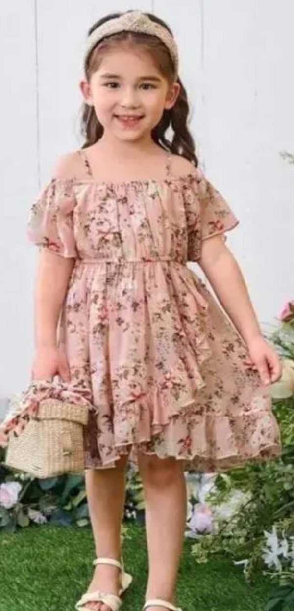 Dreamy Peach Chiffon Party Dress for Girls - Image 3