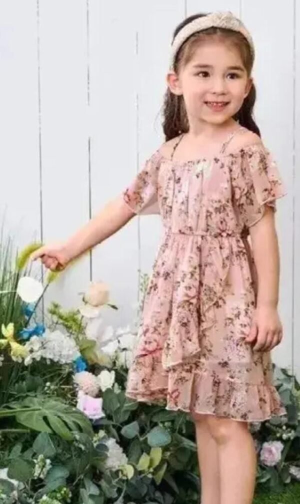 Dreamy Peach Chiffon Party Dress for Girls - Image 2