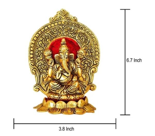 Measurement view of Lord Ganesh from the Elegant Gold Laxmi Ganesh Idol, showcasing detailed craftsmanship and size.