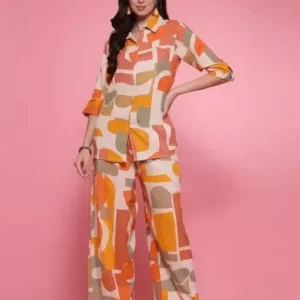 Beautiful Abstract Printed Cord Set (Top & Bottom Set) for Girls & Women