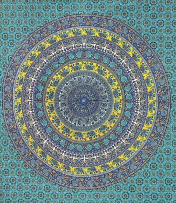 Close-up view of the intricate Jaipuri print on the green Double bed bedsheet, highlighting its detailed craftsmanship.