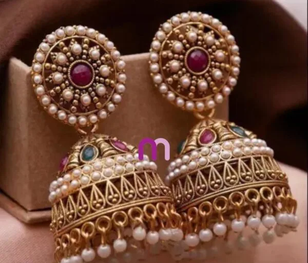 Oxidized Rajwadi Jhumka Earrings for Ethnic Elegance - Image 2