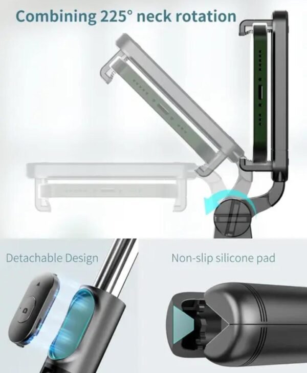 225° neck rotation with detachable design and non-slip silicon pad for enhanced stability
