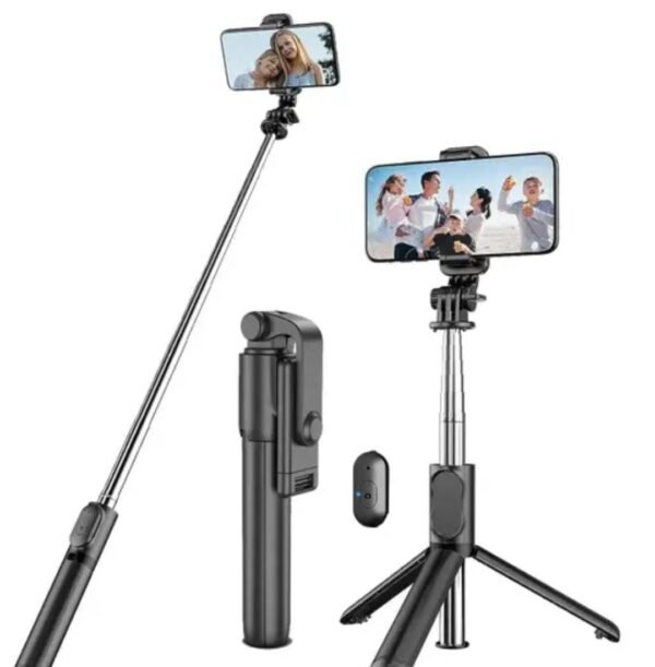 "4-in-1 Extendable Bluetooth Selfie Stick and Tripod Stand with Detachable Wireless Remote for selfies and vlogs