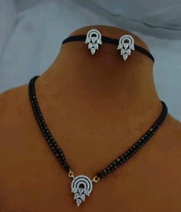 Gold Plated American Diamond Mangalsutra with Earrings