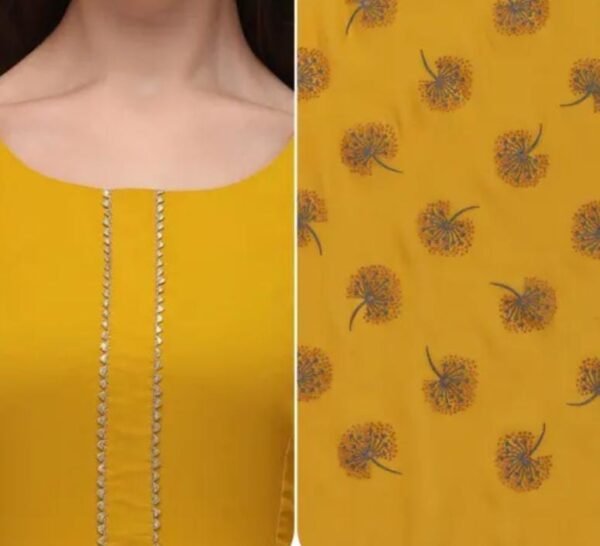Elegant Yellow Anarkali Kurta with Printed Dupatta - Perfect for Festive and Casual Wear - Image 2