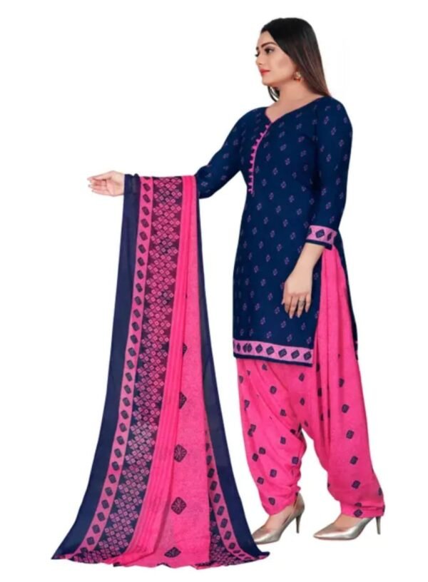 dark blue and pink dress material unstitched suit