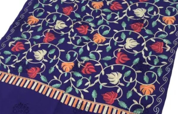 Luxurious Blue Embroidered Shawl