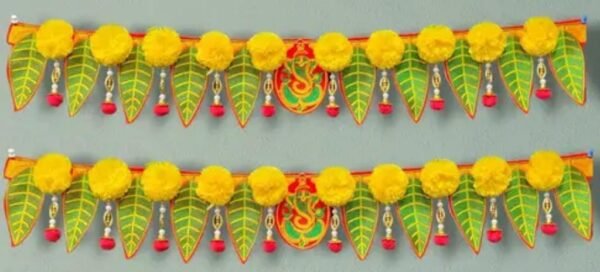 Handcrafted Embroidery Mango Pan & Artificial Flower Toran - Pack of 2: Elegant Festive Décor for Every Occasion