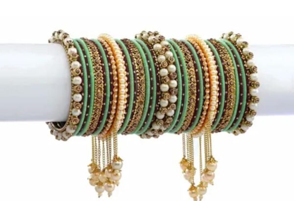 Wine Pista Bangle Set with Gold-Plated Kada Bangles Pack of 42 - Image 3