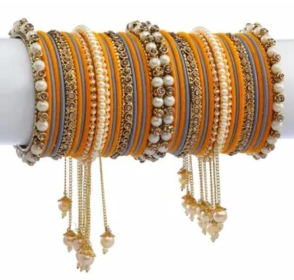 Orange & Grey Bangles with latkan