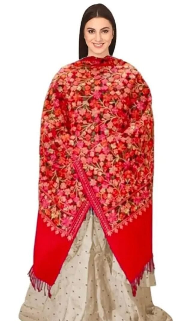 Designer Red Embroidery Shawl