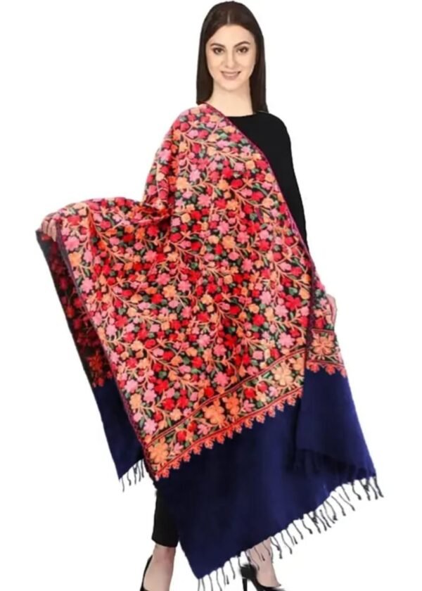 Dark Blue Floral Shawl