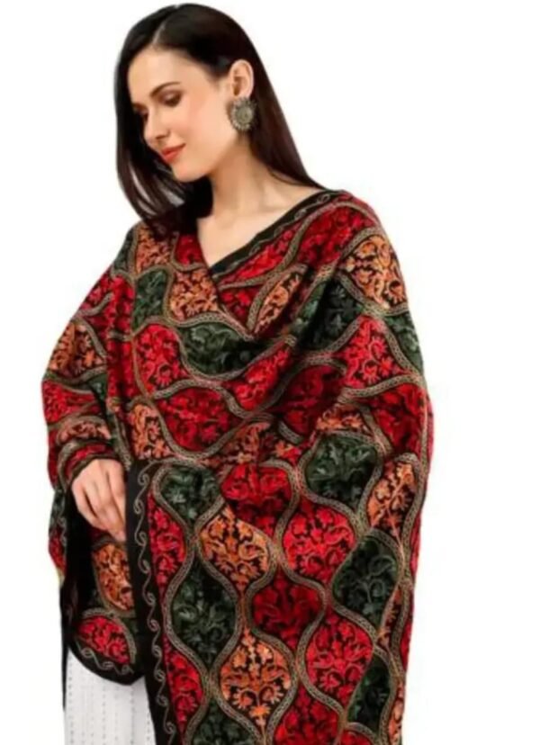 Designer Black Printed Shawl full look