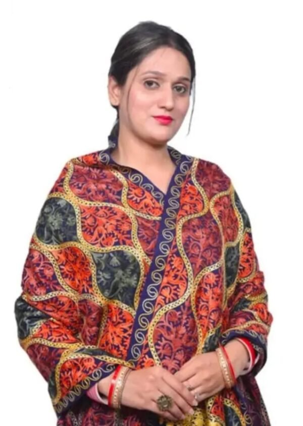 Navy Blue Printed Shawl