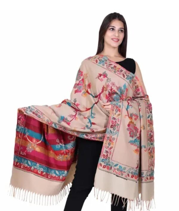 Multicolor Embroidered Wool Shawl