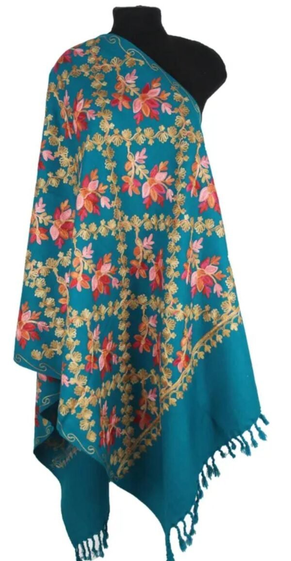Blue Kashmir Wool Shawl
