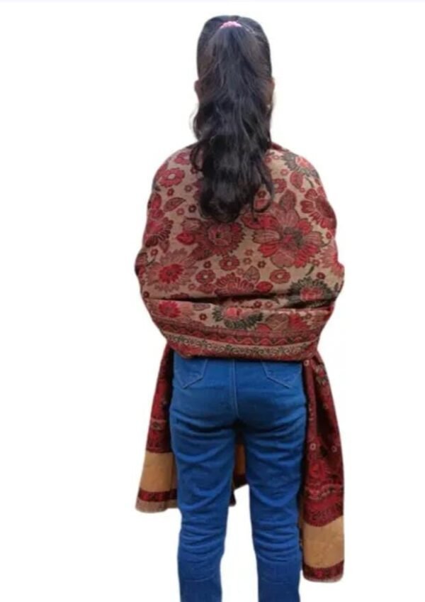 Maroon Woven Reversible Shawl back