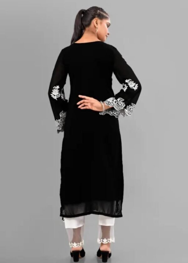 Elegant Black Georgette Kurta Pant Set for Women - Image 2