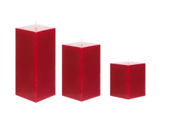 Square Red Candles Scented Pack of 3
