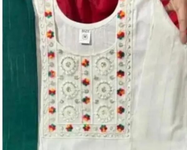White and Green Khadi Cotton Kurta Pant Set with Dupatta