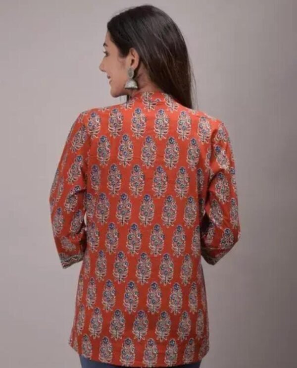 Red Cotton Short Kurti BACK
