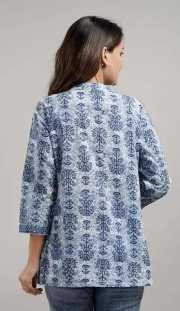 Grey Cotton Short Kurti BACK