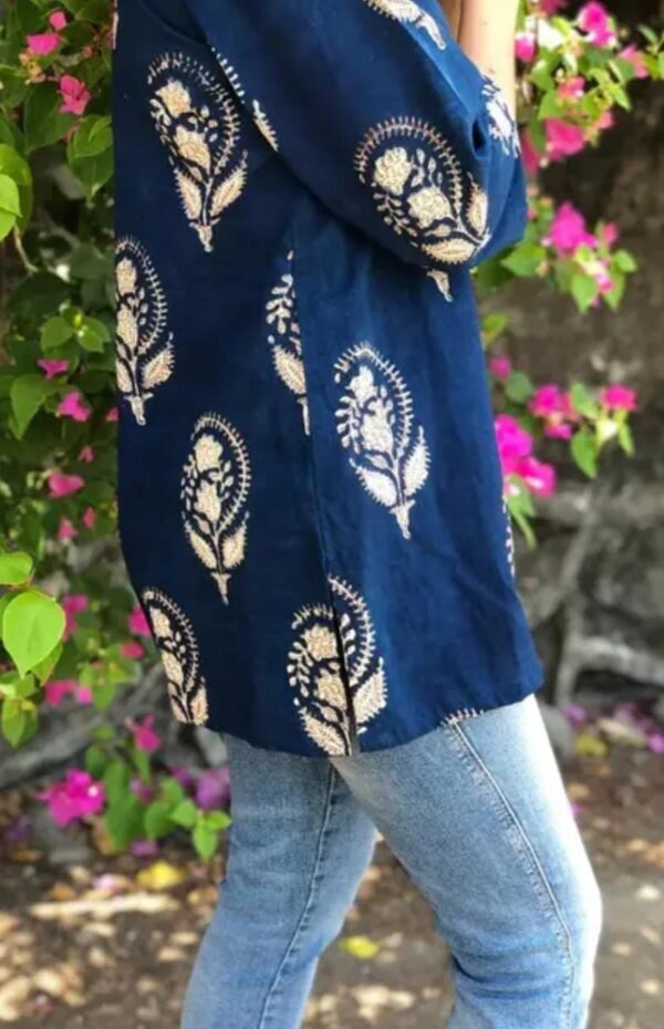 Blue Rayon Short Kurti SIDE