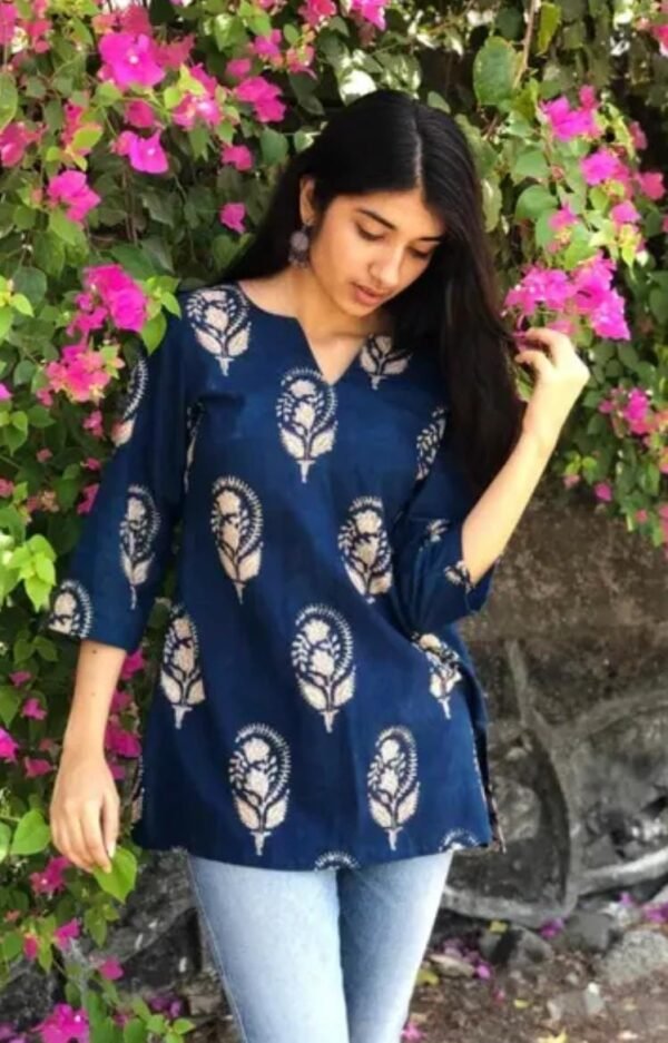 Blue Rayon Short Kurti FRONT