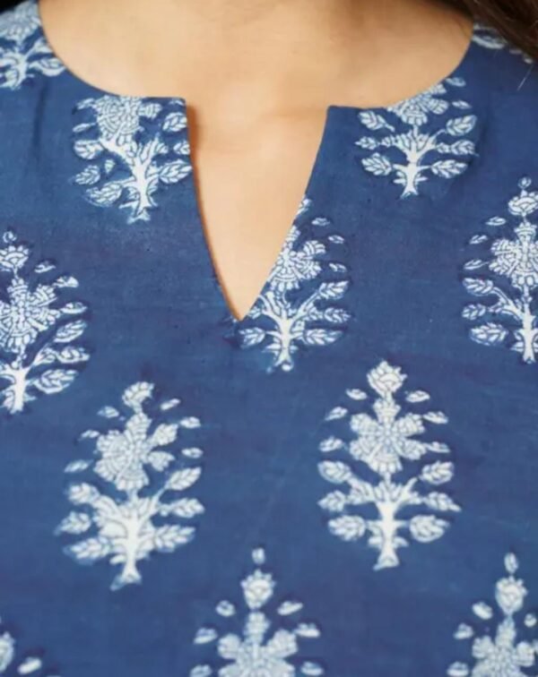 Blue Rayon Short Kurti NOTCH NECK