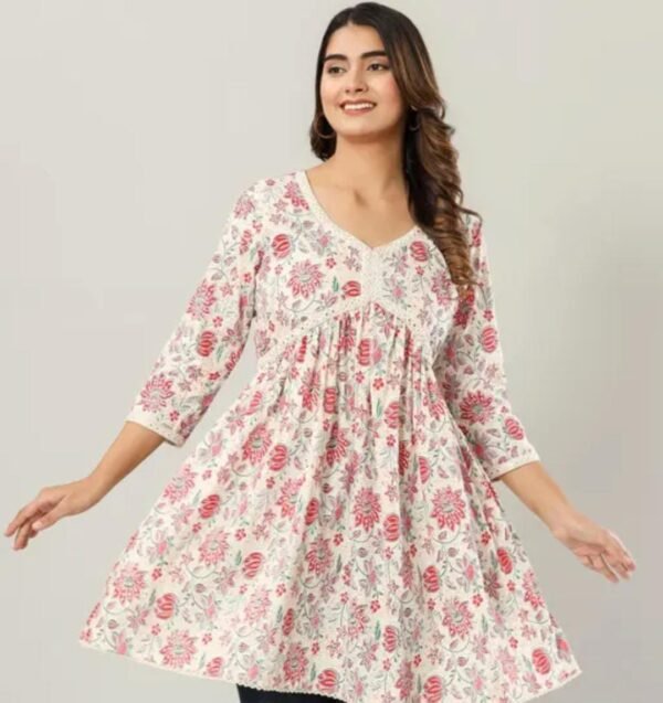 White Rayon Short Kurti