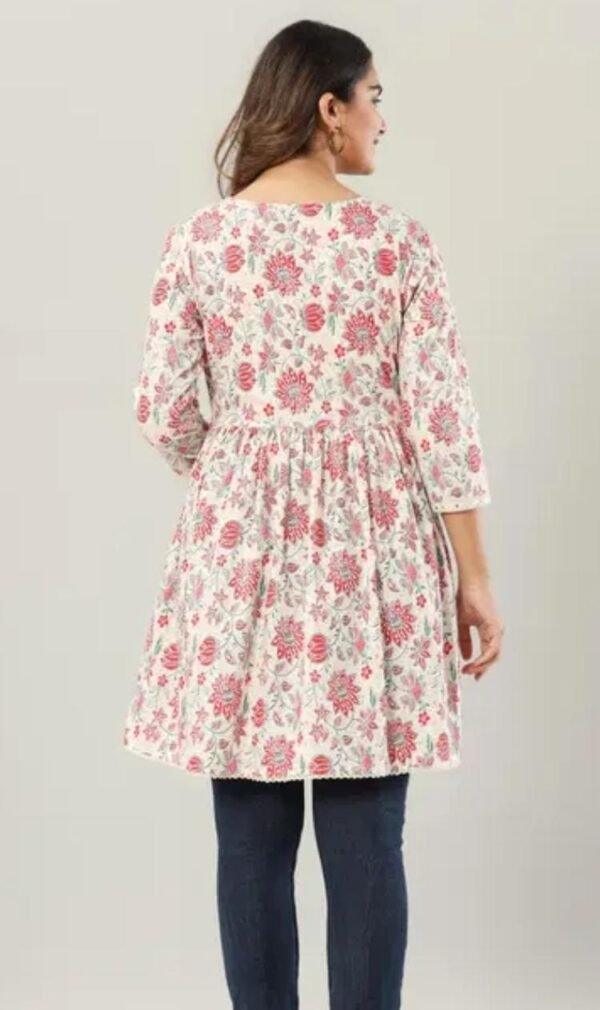 White Rayon Short Kurti BACK