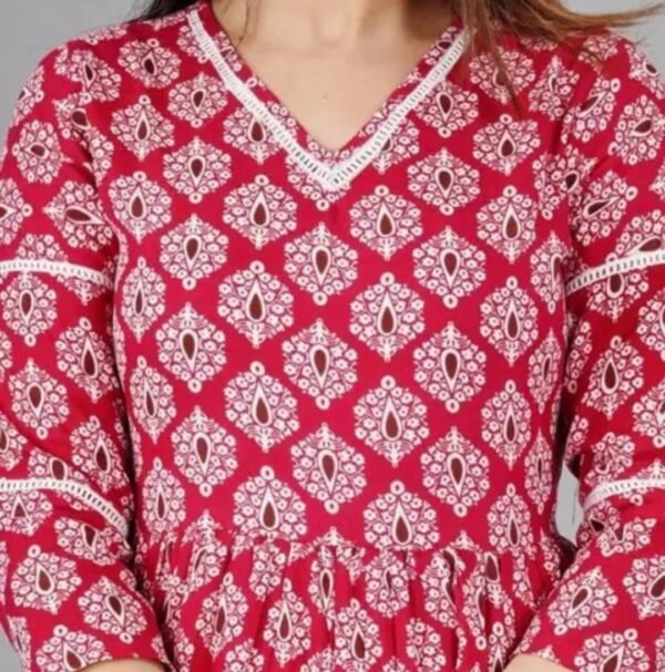 Pink Cotton Short Kurti