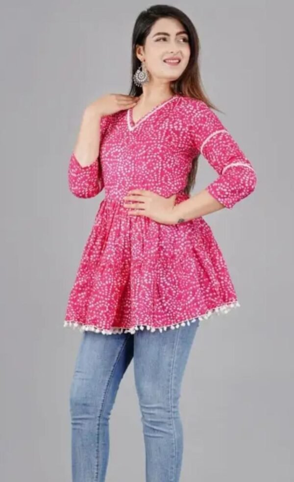 Pink Cotton Short Kurti side