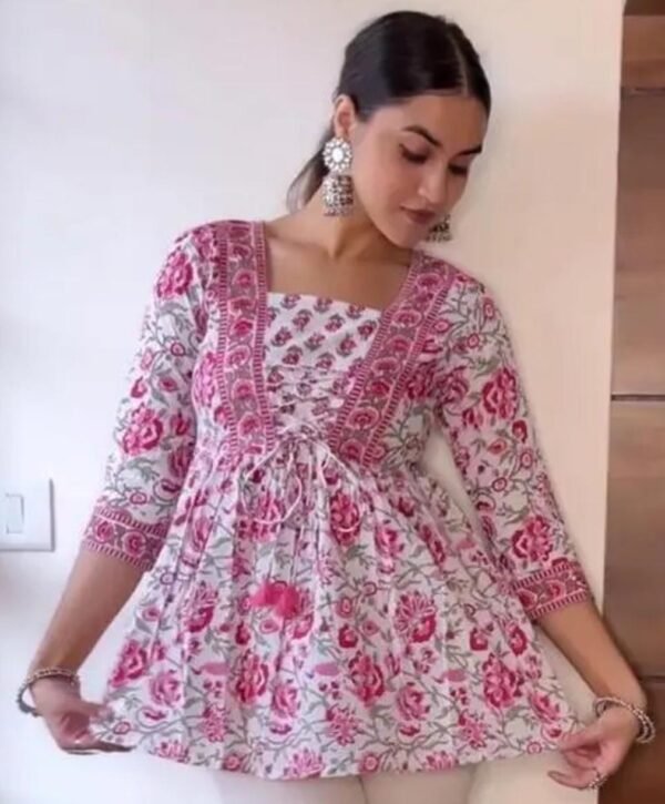White Cotton Short Kurti