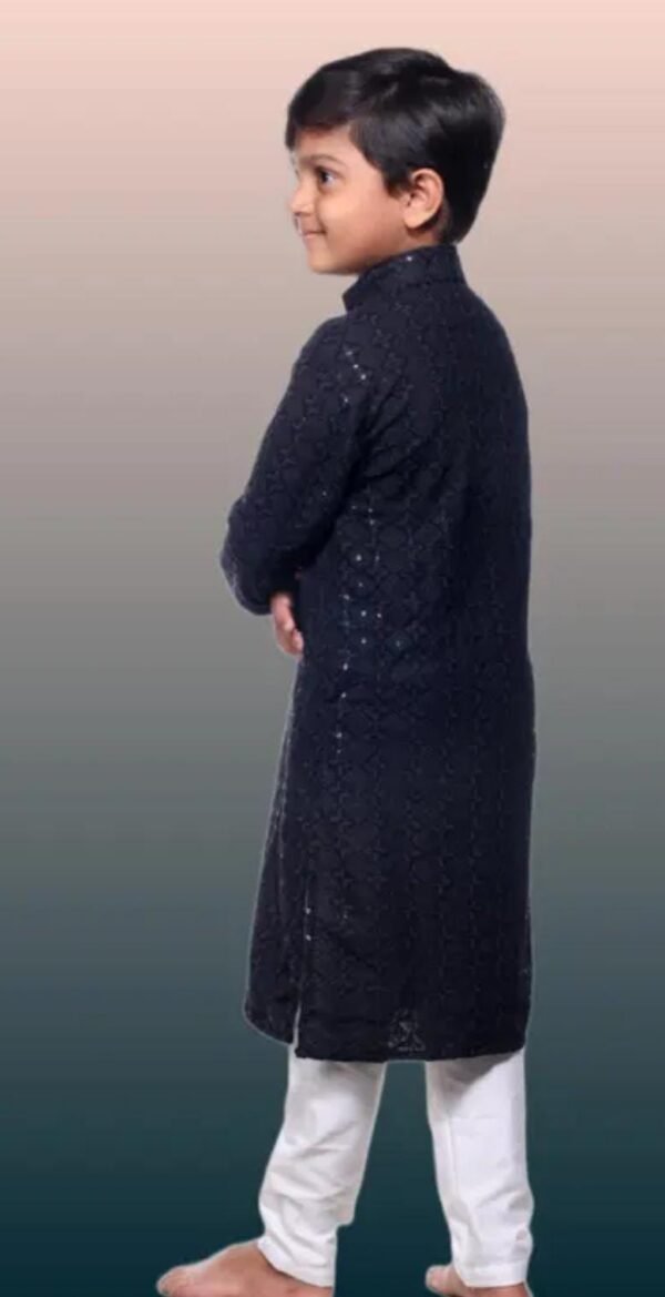 Black Kurta and Payjama back look full