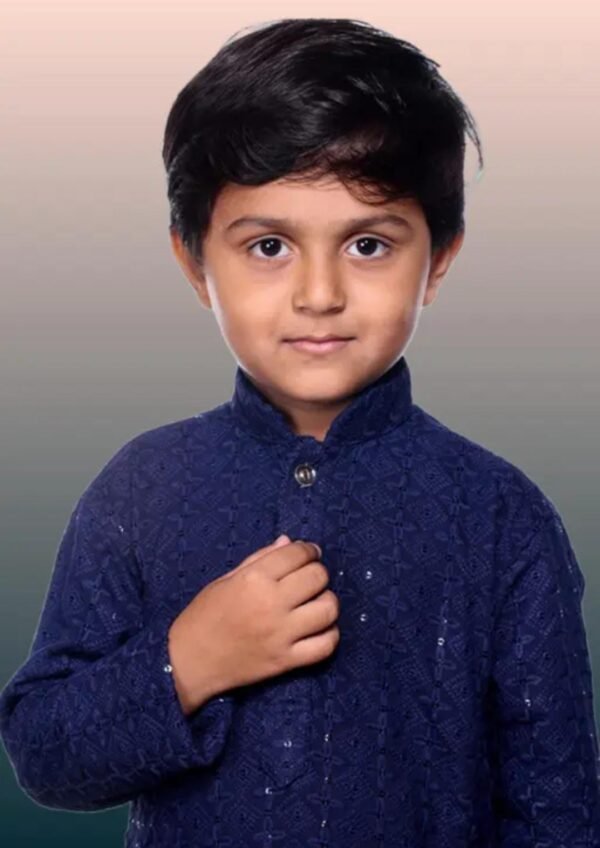 Dark Blue Kurta Payjama close look