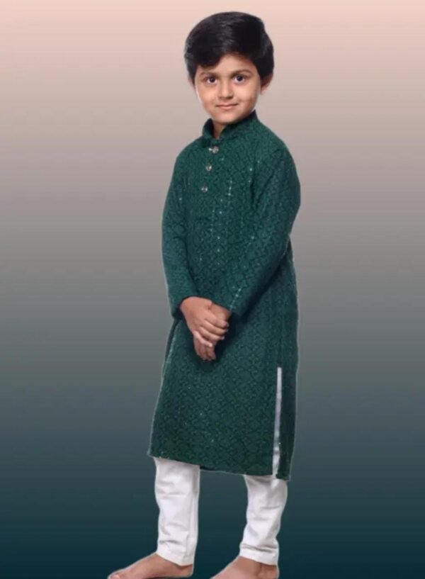 Green Kurta and Payjama Set SIDE LOOK
