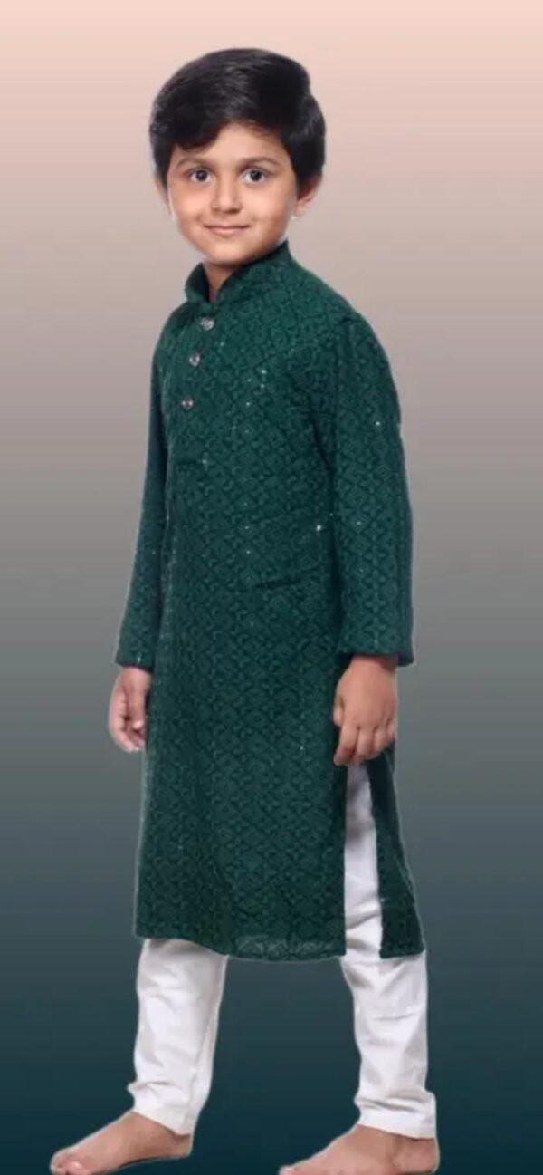Green Kurta and Payjama Set SIDE CLOSE LOOK