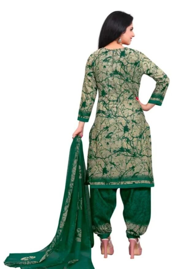 Green Printed Crepe Dress Material