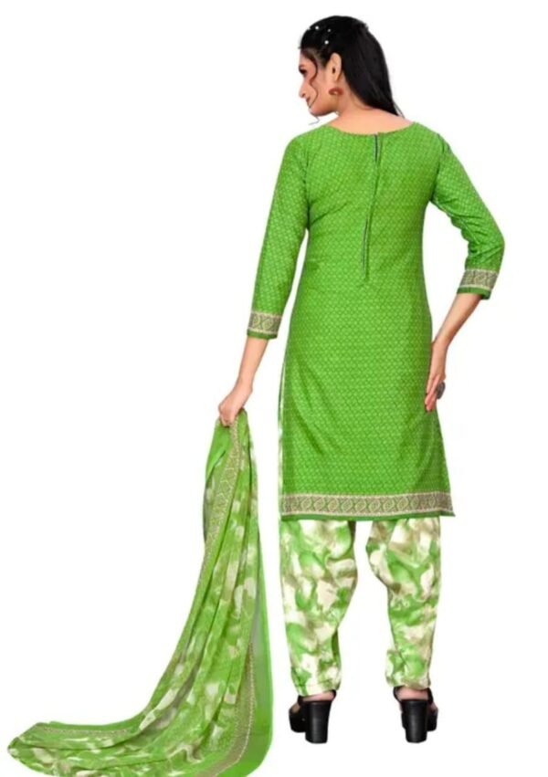 Green Printed Crepe Dress Material - Image 4